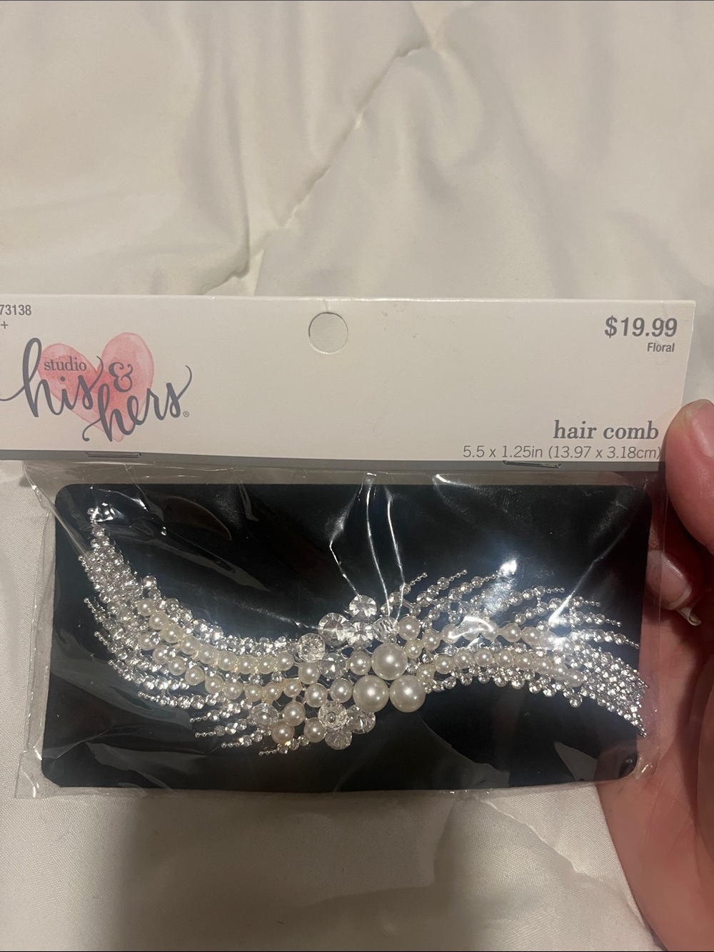 Studio His & Hers Pearl and Crystal Hair Comb - White/Silver